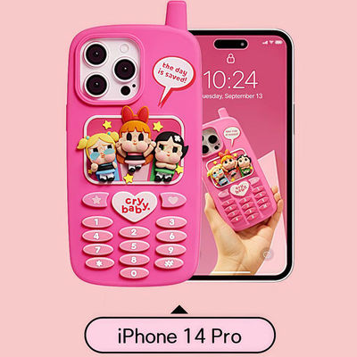 Pop Mart Cry Baby Powerpuff Girls iphone 14/15 Phone case Silicone Phone case Luxury Phone Cases for Iphones