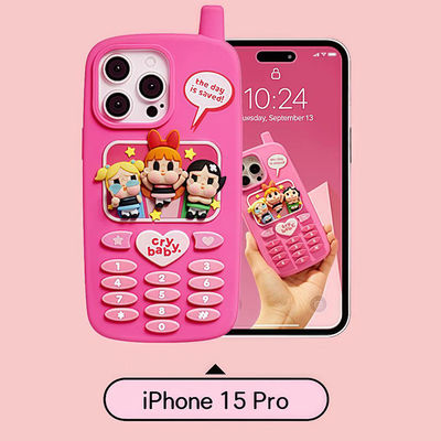 Pop Mart Cry Baby Powerpuff Girls iphone 14/15 Phone case Silicone Phone case Luxury Phone Cases for Iphones