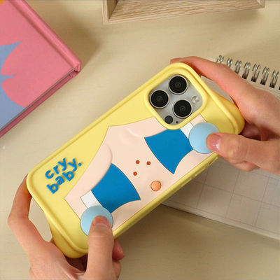 POP MART CRYBABY Sad Club Series Phone Case Funny Silicone Phone case for iPhone 15 Pro Max iPhone 14 Pro Max