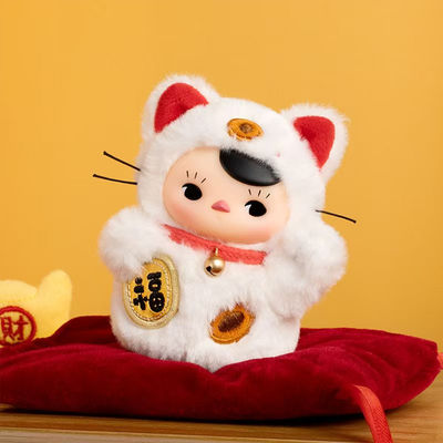 Popmart Original Pucky Roly Poly Kitty Series Vinyl Plush Toys Blind Box Trendy Lovely Cartoon Mystery Dolls Decoration Display