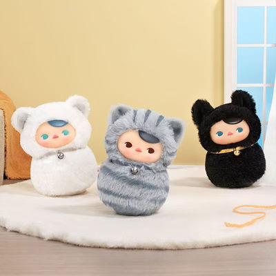 Popmart Original Pucky Roly Poly Kitty Series Vinyl Plush Toys Blind Box Trendy Lovely Cartoon Mystery Dolls Decoration Display
