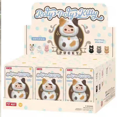 Popmart Original Pucky Roly Poly Kitty Series Vinyl Plush Toys Blind Box Trendy Lovely Cartoon Mystery Dolls Decoration Display