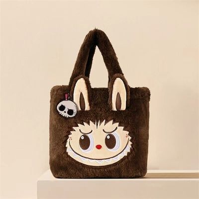 POP MART LABUBU Big Head Sherpa Backpack Classics Series Plush School Bag, Cute Christmas Gift for Kids