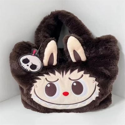 POP MART LABUBU Big Head Sherpa Backpack Classics Series Plush School Bag, Cute Christmas Gift for Kids