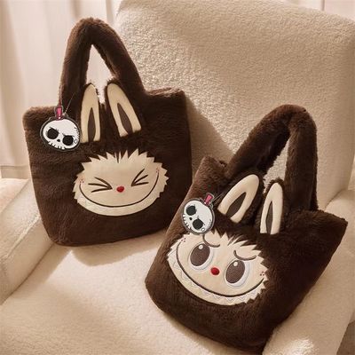 POP MART LABUBU Big Head Sherpa Backpack Classics Series Plush School Bag, Cute Christmas Gift for Kids