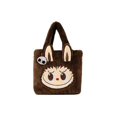 POP MART LABUBU Big Head Sherpa Backpack Classics Series Plush School Bag, Cute Christmas Gift for Kids