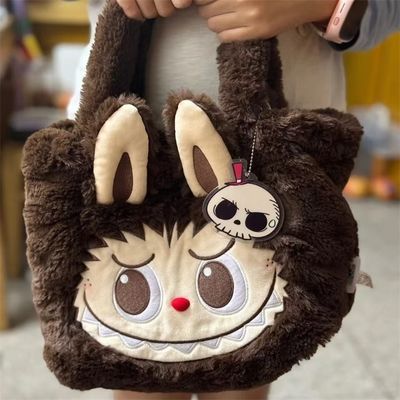 POP MART LABUBU Big Head Sherpa Backpack Classics Series Plush School Bag, Cute Christmas Gift for Kids