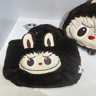 POP MART LABUBU Big Head Sherpa Backpack Classics Series Plush School Bag, Cute Christmas Gift for Kids