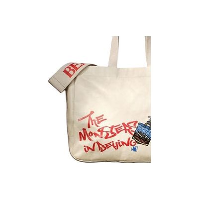 Labubu Printed Letters Tote Bag Large Shoulder Bag Ladies Canvas Zipper Concealed Commuting Everyday Handbag