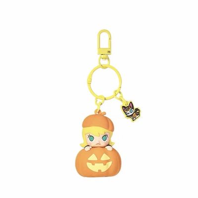 POPMART Bubble Mart Monster Carnival LABUBU Pumpkin Glowing Keychain PVC Material Featuring DIMOO MOLLY