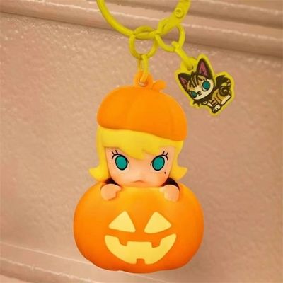 POPMART Bubble Mart Monster Carnival LABUBU Pumpkin Glowing Keychain PVC Material Featuring DIMOO MOLLY
