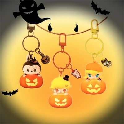 POPMART Bubble Mart Monster Carnival LABUBU Pumpkin Glowing Keychain PVC Material Featuring DIMOO MOLLY