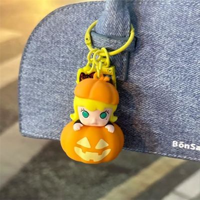 POPMART Bubble Mart Monster Carnival LABUBU Pumpkin Glowing Keychain PVC Material Featuring DIMOO MOLLY